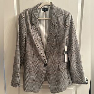 1. State Plaid one-button blazer in autumnal tones, size 18